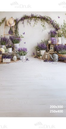 Tło fotograficzne „Prowansalski zakątek z lawendowym łukiem” | 4212